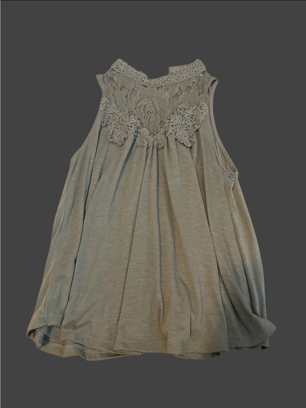 Wishful Park Lace Yoke Tank Top in army green